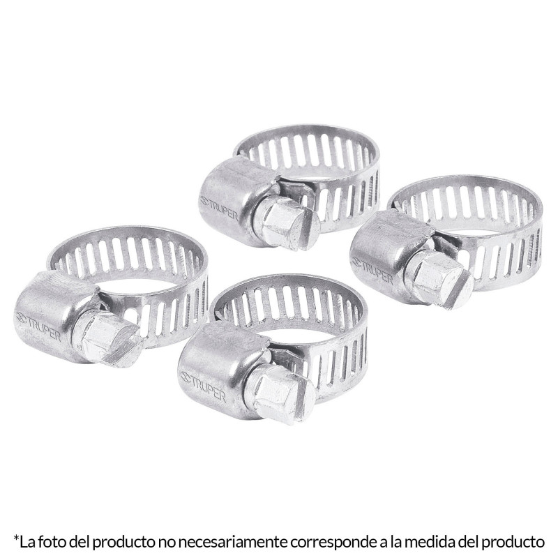 MINI-4B Abrazadera mini-4 de acero inoxidable, blister con 4 pzas TRUPER | DIHERESA
