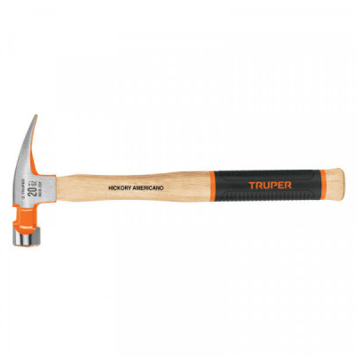 MOR-20F Martillo pulido uña recta 20 oz, boca fresada, mango hickory TRUPER | DIHERESA