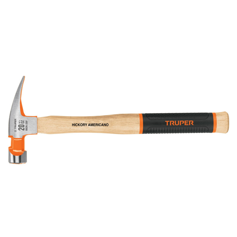MOR-20F Martillo pulido uña recta 20 oz, boca fresada, mango hickory TRUPER | DIHERESA
