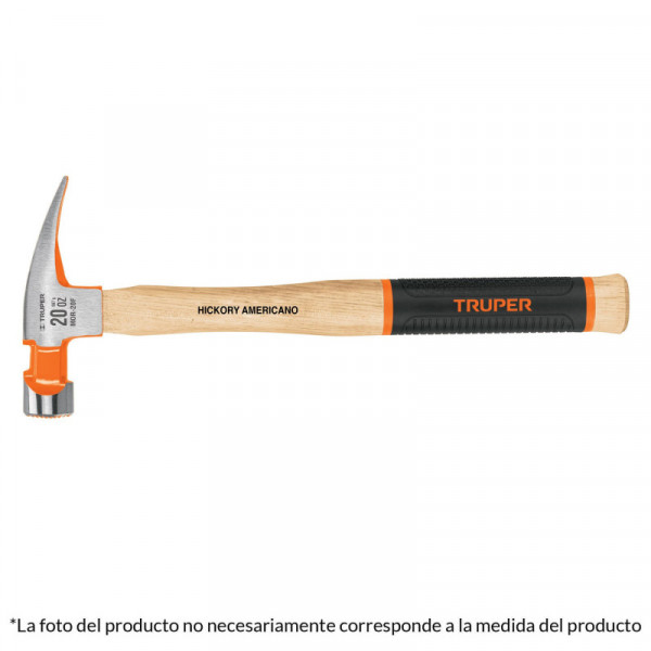 MOR-24F Martillo pulido uña recta 24 oz, boca fresada, mango hickory TRUPER | DIHERESA