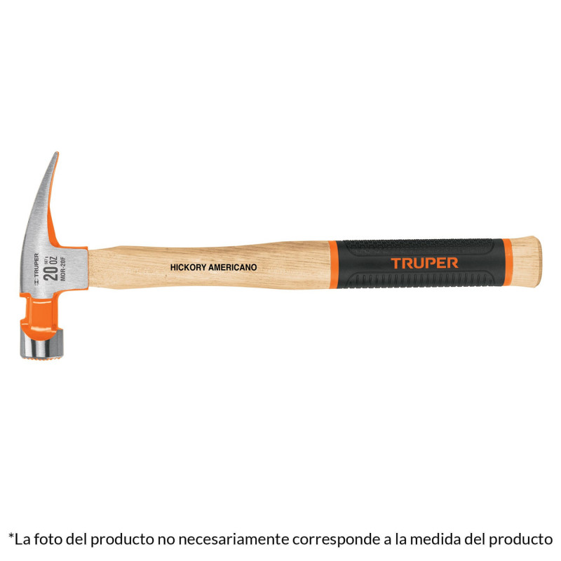MOR-24F Martillo pulido uña recta 24 oz, boca fresada, mango hickory TRUPER | DIHERESA