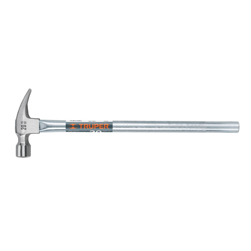 MTR-20F Martillo uña recta 20 oz, mango tubular, boca fresada TRUPER | DIHERESA