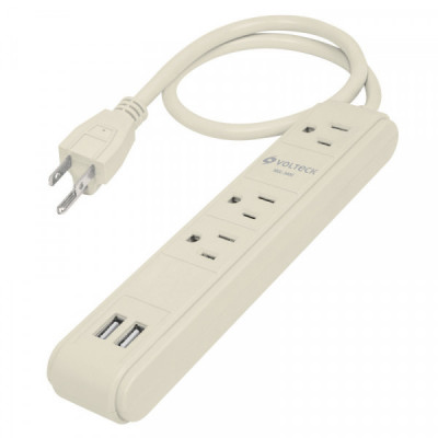 MUL-340U Multicontacto 3 entradas,supresor, 300 joules, 2 puertos USB TRUPER | DIHERESA