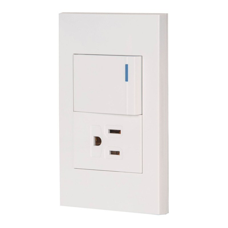 PA-APCO15-EB Placa armada con interruptor y contacto 1.5mod, Española,bco TRUPER | DIHERESA
