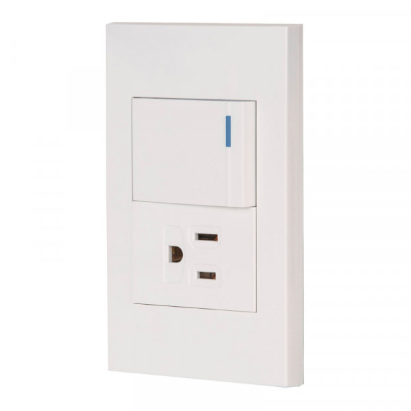 PA-APCO15-EB Placa armada con interruptor y contacto 1.5mod, Española,bco TRUPER | DIHERESA