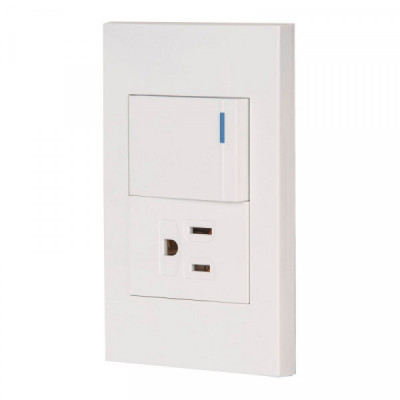 PA-APCO15-EB Placa armada con interruptor y contacto 1.5mod, Española,bco TRUPER | DIHERESA