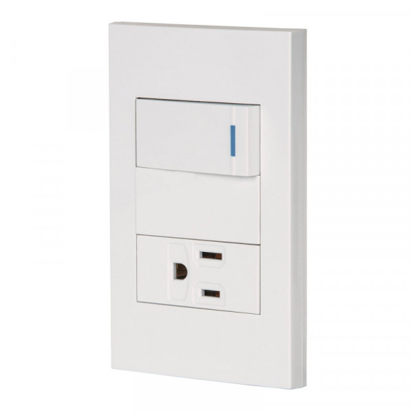 PA-APCO1-EB Placa armada con interruptor y contacto 1 mod, Española, bco TRUPER | DIHERESA
