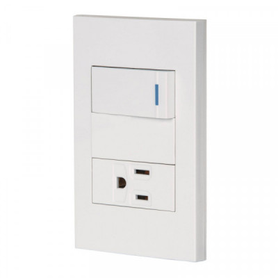 PA-APCO1-EB Placa armada con interruptor y contacto 1 mod, Española, bco TRUPER | DIHERESA
