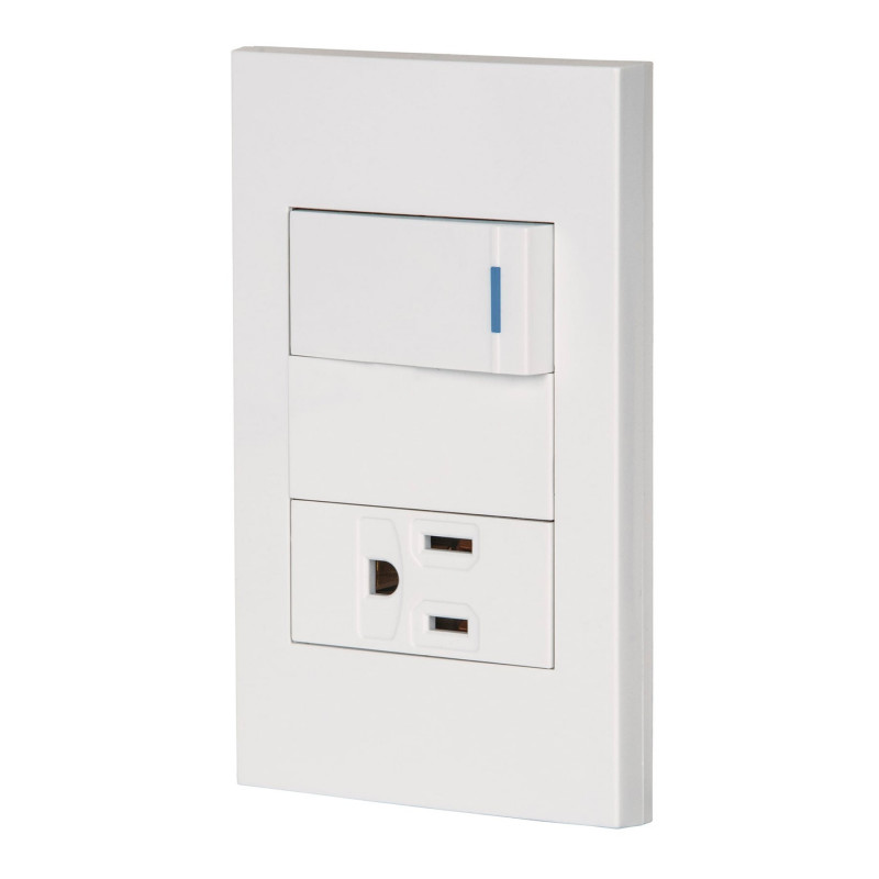 PA-APCO1-EB Placa armada con interruptor y contacto 1 mod, Española, bco TRUPER | DIHERESA