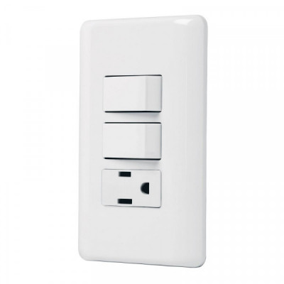PA-APCO-B2 Placa armada con contacto y 2 interruptores sencillos, Basic TRUPER | DIHERESA