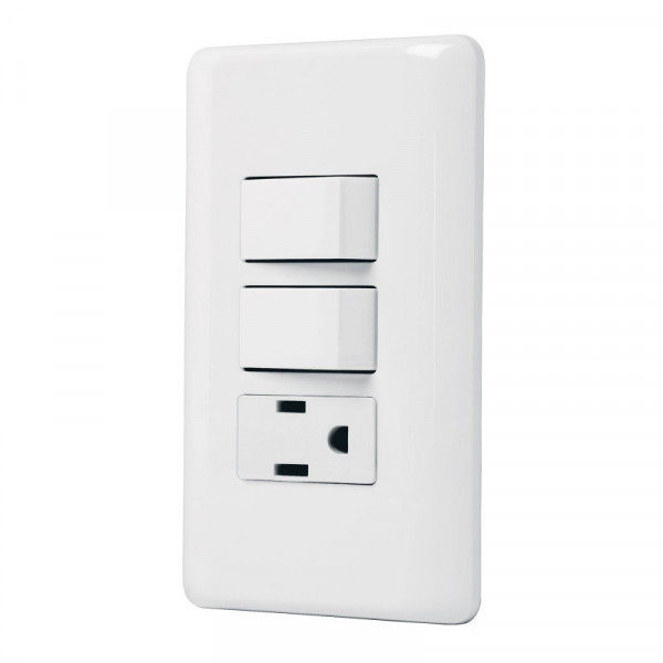 PA-APCO-B2 Placa armada con contacto y 2 interruptores sencillos, Basic TRUPER | DIHERESA