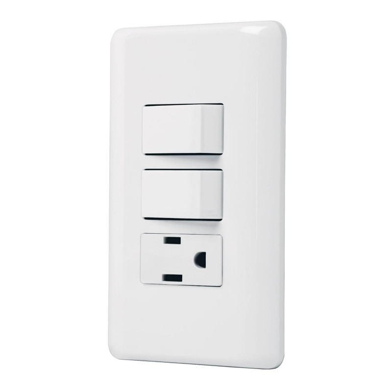 PA-APCO-B2 Placa armada con contacto y 2 interruptores sencillos, Basic TRUPER | DIHERESA