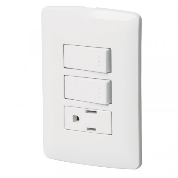 PA-APCO-I2B Placa armada contacto 2 interruptores,blanco, línea Italiana TRUPER | DIHERESA