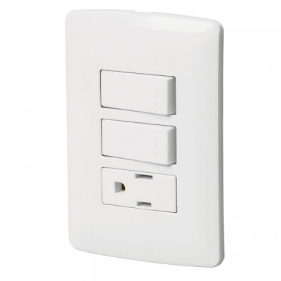 PA-APCO-I2B Placa armada contacto 2 interruptores,blanco, línea Italiana TRUPER | DIHERESA