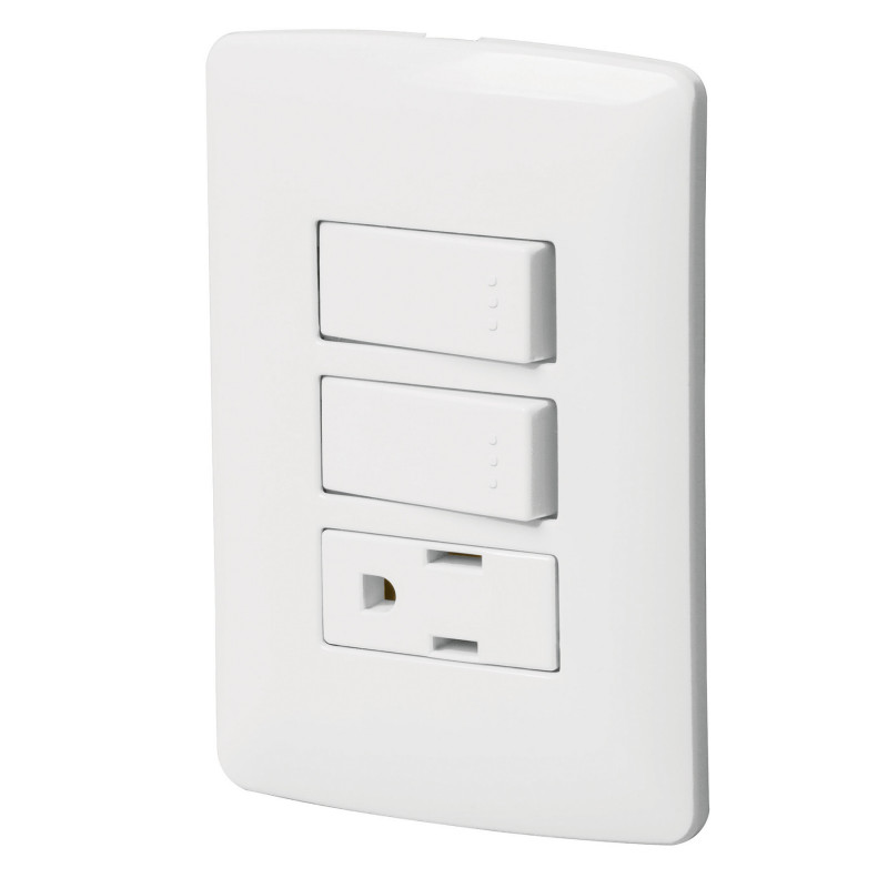 PA-APCO-I2B Placa armada contacto 2 interruptores,blanco, línea Italiana TRUPER | DIHERESA