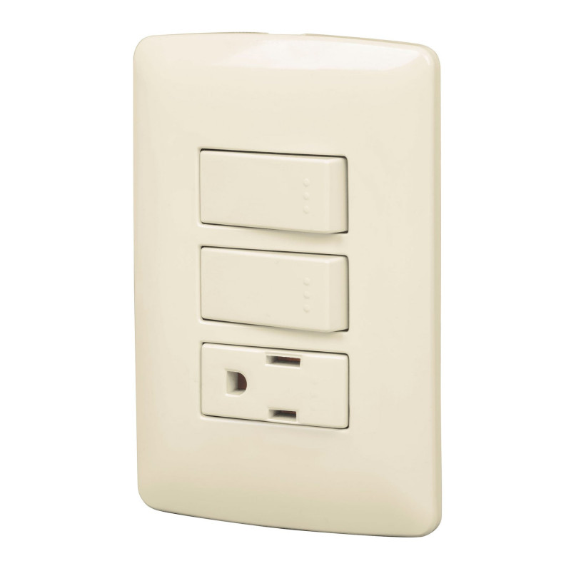 PA-APCO-I2 Placa armada contacto 2 interruptores,marfil, línea Italiana TRUPER | DIHERESA