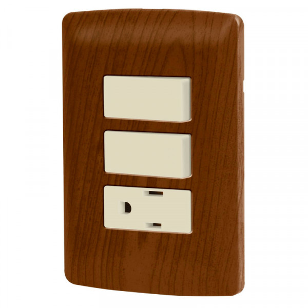 PA-APCO-I2M Placa armada contacto 2 interruptores,madera, línea Italiana TRUPER | DIHERESA