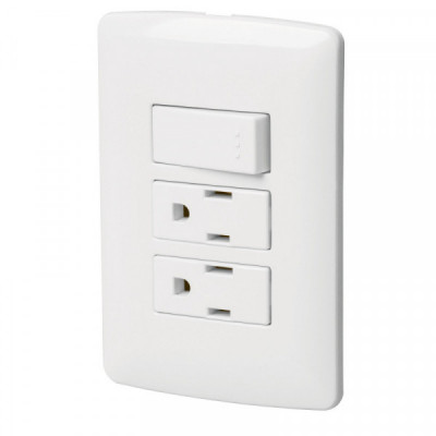 PA-APCO-I3B Placa armada 2 contactos e interruptor,blanco,línea Italiana TRUPER | DIHERESA