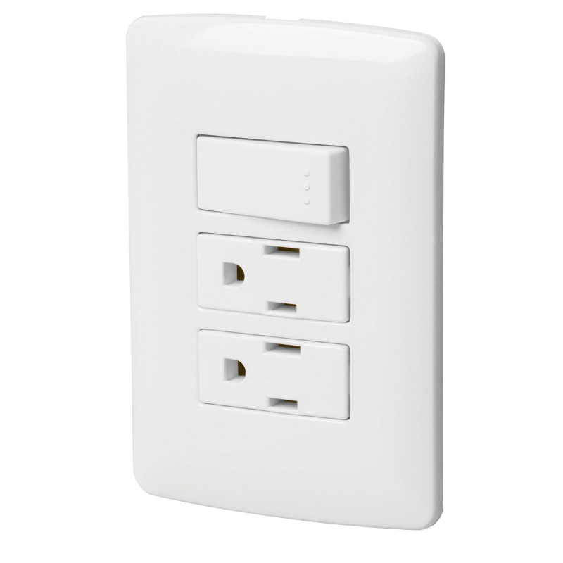 PA-APCO-I3B Placa armada 2 contactos e interruptor,blanco,línea Italiana TRUPER | DIHERESA