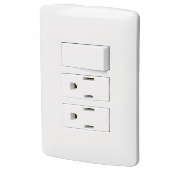 PA-APCO-I3B Placa armada 2 contactos e interruptor,blanco,línea Italiana TRUPER | DIHERESA