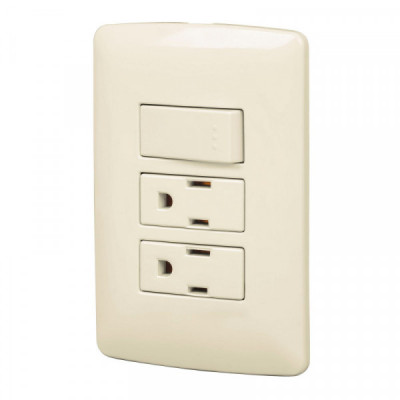 PA-APCO-I3 Placa armada 2 contactos e interruptor,marfil,línea Italiana TRUPER | DIHERESA
