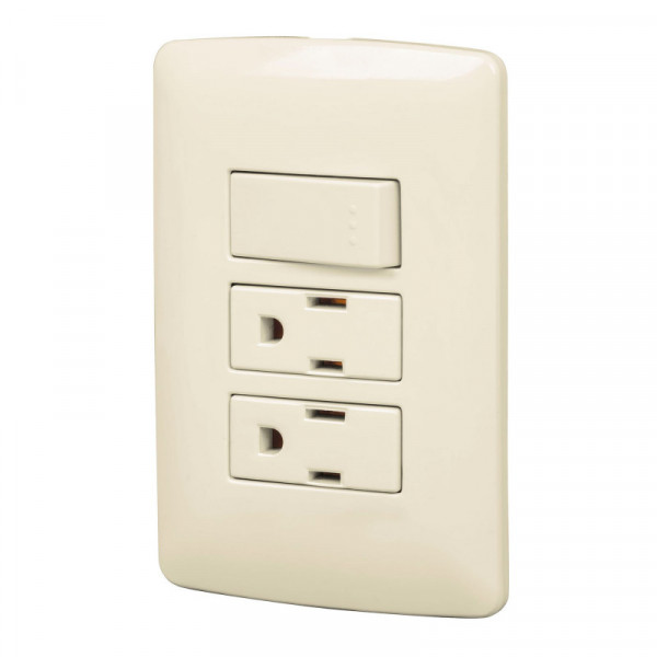 PA-APCO-I3 Placa armada 2 contactos e interruptor,marfil,línea Italiana TRUPER | DIHERESA