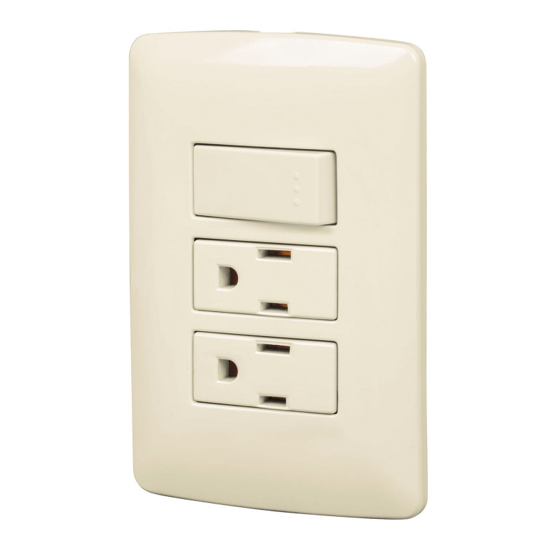 PA-APCO-I3 Placa armada 2 contactos e interruptor,marfil,línea Italiana TRUPER | DIHERESA