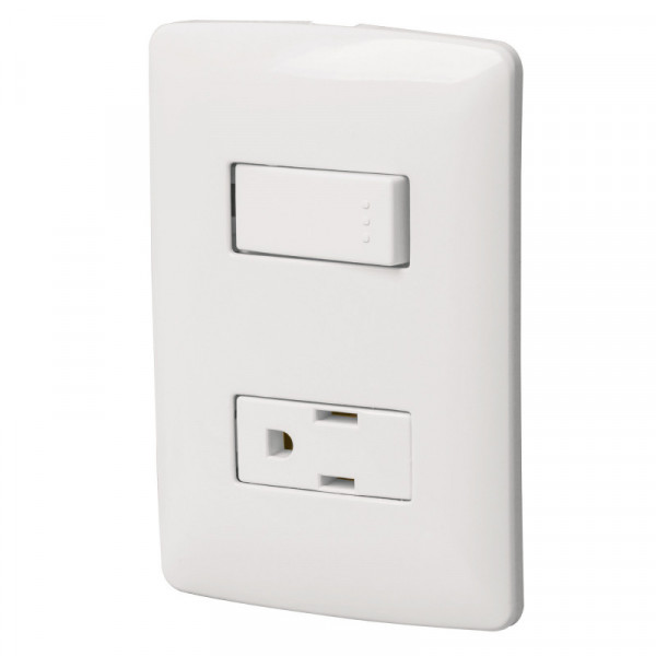 PA-APCO-IB Placa armada contacto e interruptor, blanco, línea Italiana TRUPER | DIHERESA