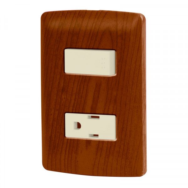 PA-APCO-IM Placa armada contacto e interruptor, madera, línea Italiana TRUPER | DIHERESA