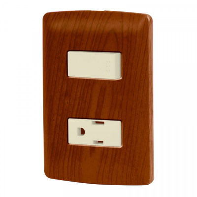 PA-APCO-IM Placa armada contacto e interruptor, madera, línea Italiana TRUPER | DIHERESA