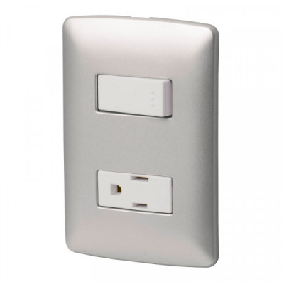 PA-APCO-IP Placa armada contacto e interruptor, plata, línea Italiana TRUPER | DIHERESA