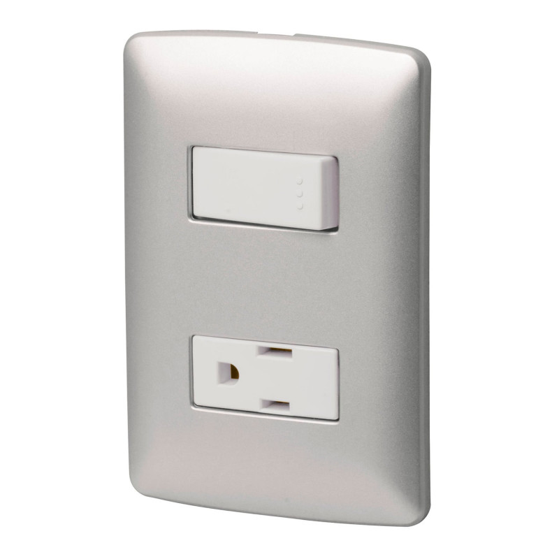 PA-APCO-IP Placa armada contacto e interruptor, plata, línea Italiana TRUPER | DIHERESA