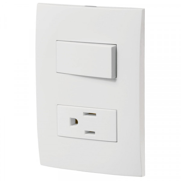 PA-APCO-OB Placa armada contacto e interruptor, línea Oslo, blanco TRUPER | DIHERESA