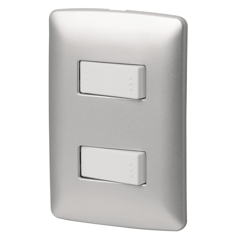 PA-APDO-EIP Placa armada interruptor sencillo y escalera, Italiana,plata TRUPER | DIHERESA PA-APDO-EIP Placa armada interruptor sencillo y escalera, Italiana,plata TRUPER | DIHERESA