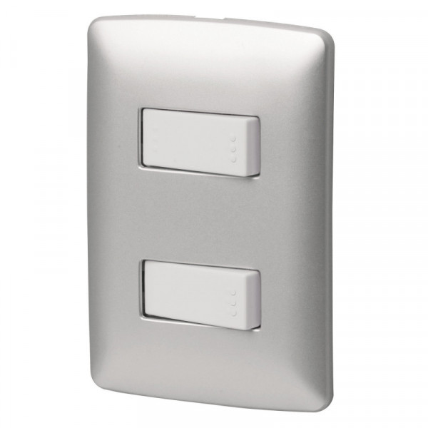 PA-APDO-EIP Placa armada interruptor sencillo y escalera, Italiana,plata TRUPER | DIHERESA