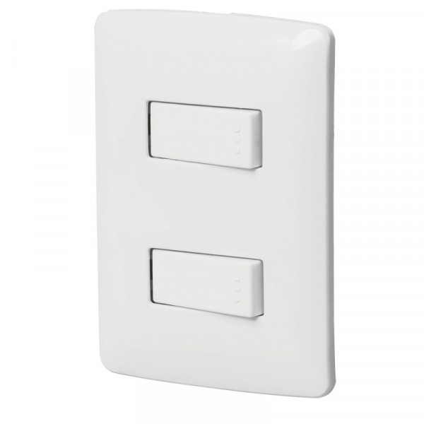 PA-APDO-IB Placa armada 2 interruptores sencillos, Italiana, blanco TRUPER | DIHERESA