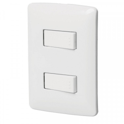 PA-APDO-IB Placa armada 2 interruptores sencillos, Italiana, blanco TRUPER | DIHERESA