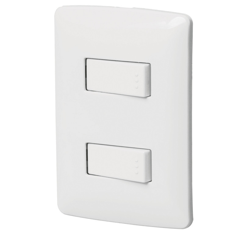 PA-APDO-IB Placa armada 2 interruptores sencillos, Italiana, blanco TRUPER | DIHERESA