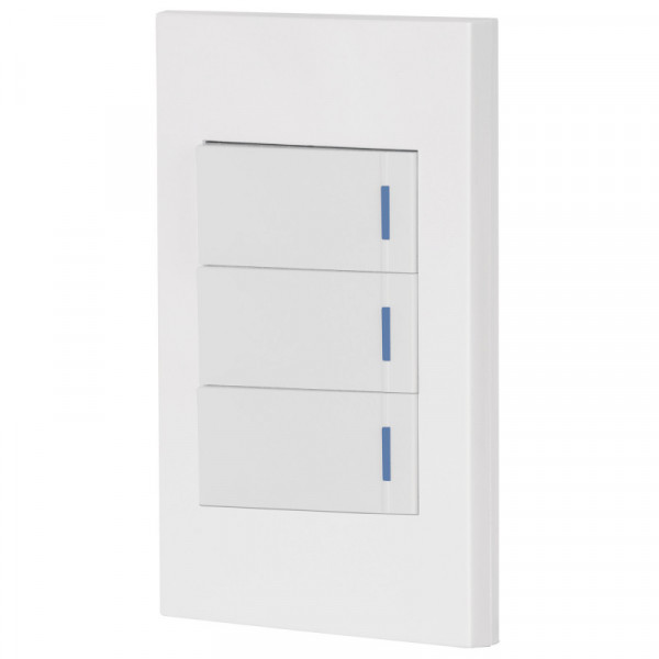PA-APTR-EB Placa armada con 3 interruptores, línea Española, blanco TRUPER | DIHERESA