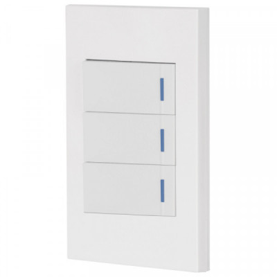 PA-APTR-EB Placa armada con 3 interruptores, línea Española, blanco TRUPER | DIHERESA