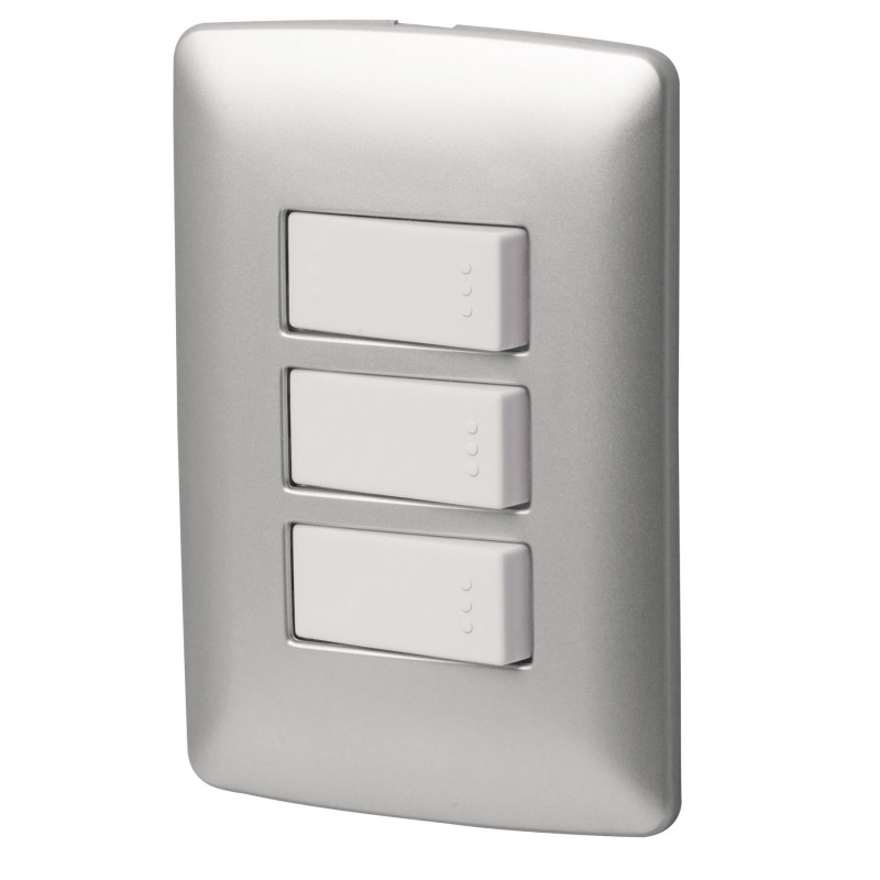 PA-APTR-EIP Placa armada 2 interruptores sencillos y escalera, plata TRUPER | DIHERESA PA-APTR-EIP Placa armada 2 interruptores sencillos y escalera, plata TRUPER | DIHERESA