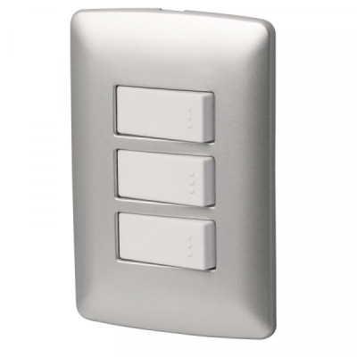 PA-APTR-EIP Placa armada 2 interruptores sencillos y escalera, plata TRUPER | DIHERESA