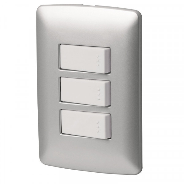 PA-APTR-EIP Placa armada 2 interruptores sencillos y escalera, plata TRUPER | DIHERESA