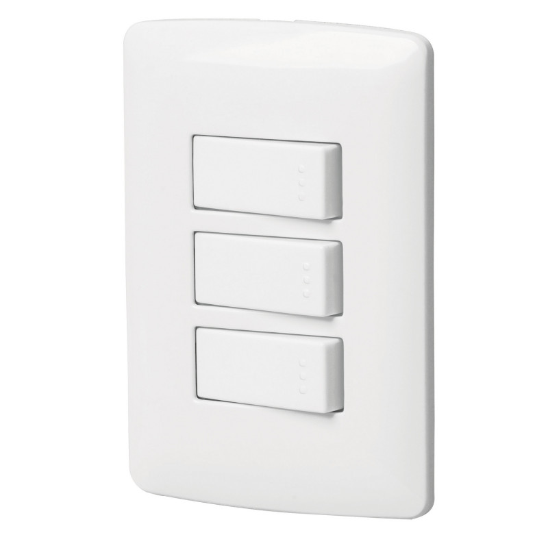 PA-APTR-IB Placa armada 3 interruptores sencillos,blanco,línea Italiana TRUPER | DIHERESA