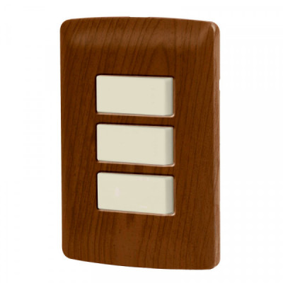 PA-APTR-IM Placa armada 3 interruptores sencillos,madera,línea Italiana TRUPER | DIHERESA