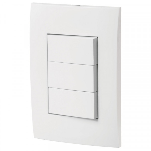 PA-APTR-OB Placa armada 3 interruptores sencillos, línea Oslo, blanco TRUPER | DIHERESA