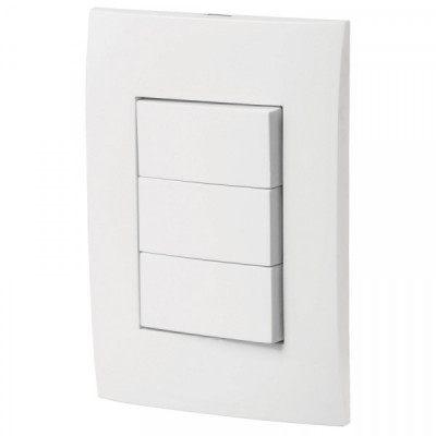 PA-APTR-OB Placa armada 3 interruptores sencillos, línea Oslo, blanco TRUPER | DIHERESA