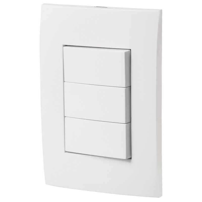 PA-APTR-OB Placa armada 3 interruptores sencillos, línea Oslo, blanco TRUPER | DIHERESA