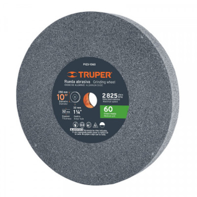 PIES-1060 Piedra para esmeril 10 X 1-1/4', óxido de aluminio, grano 60 TRUPER | DIHERESA