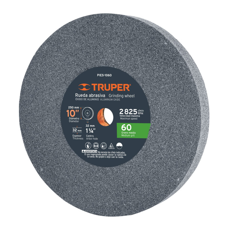PIES-1060 Piedra para esmeril 10 X 1-1/4', óxido de aluminio, grano 60 TRUPER | DIHERESA PIES-1060 Piedra para esmeril 10 X 1-1/4', óxido de aluminio, grano 60 TRUPER | DIHERESA